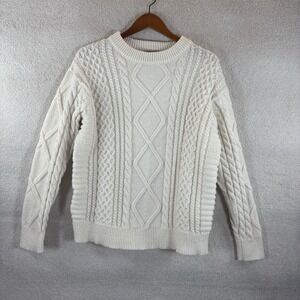 Aelfric Eden Sweater Womens Med Off White Ivory Cable‎ Knit Textured Pullover